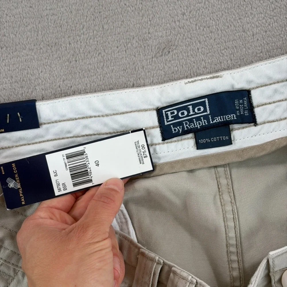 Vintage Polo Ralph Lauren Gellar Fatigue Cargo Shorts in Stone Men 40x10.5 NWT